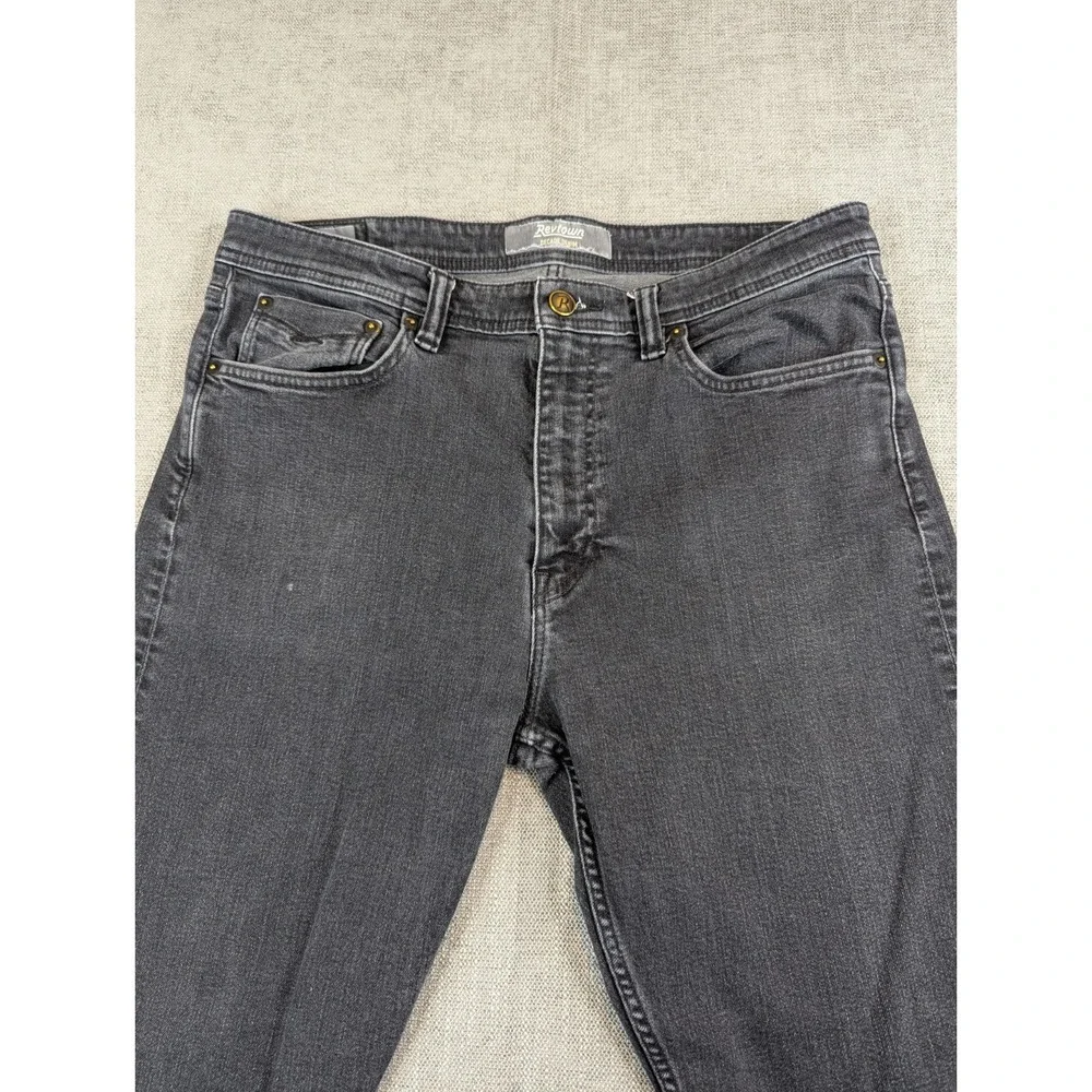 Revtown Jeans Mens 35x31 Black Taper Denim Stretch Medium Wash Pants - Picture 4 of 12